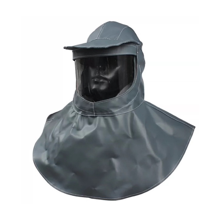 上海花护1083耐酸碱面罩防液体喷溅防化防尘头套 PVC披肩式头罩