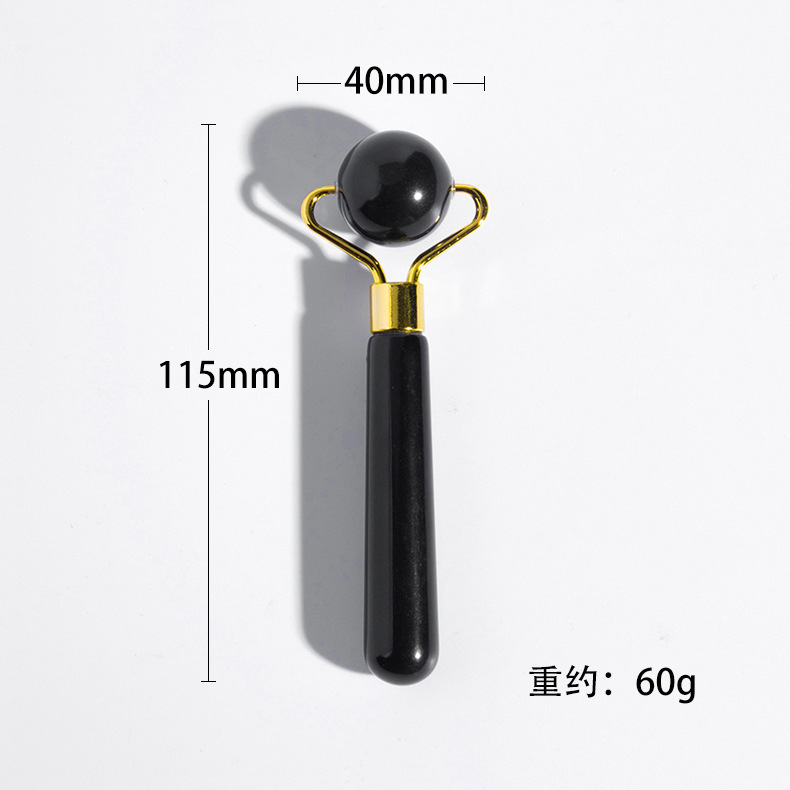 翡翠ローラーセット 刮痧フェイシャルマッサージャー 黒翡翠ローラー フェイスマッサージスティック 両頭美容刮痧プレート|undefined