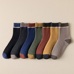 Men's Winter Thickened & Warm Terry-Loop Socks, Mid-Calf Fleece-Lined Socks, Long-Style Minimalist Colorblock Towel Socks – Men's Version