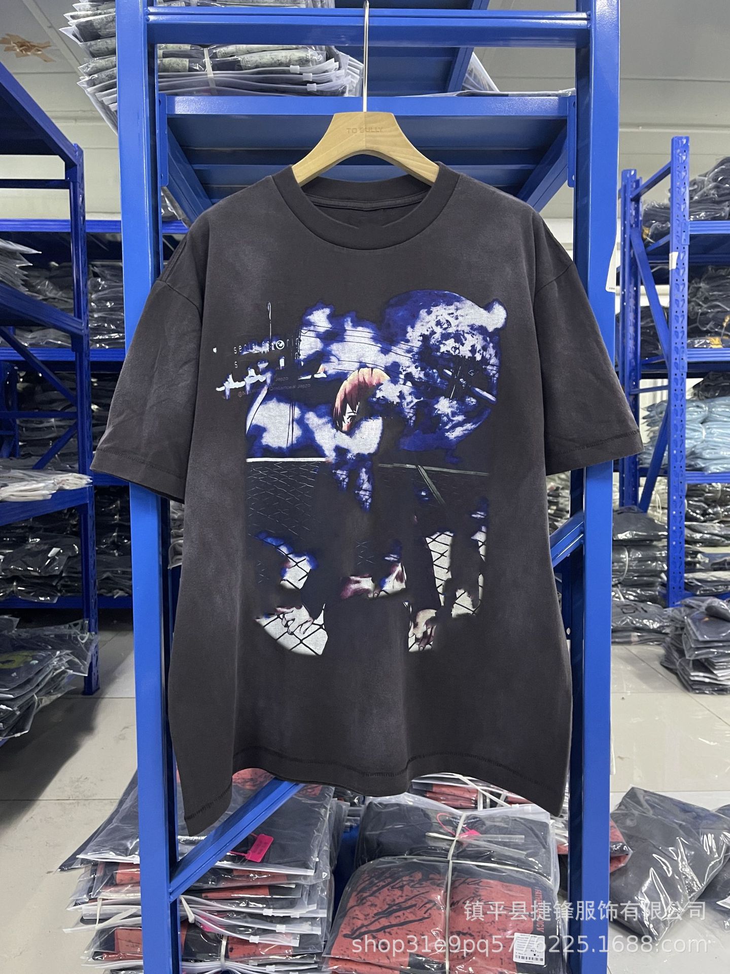 クロスボーダーの新型欧米のファッションブランドのレトロな水洗いは古い落書きをします。