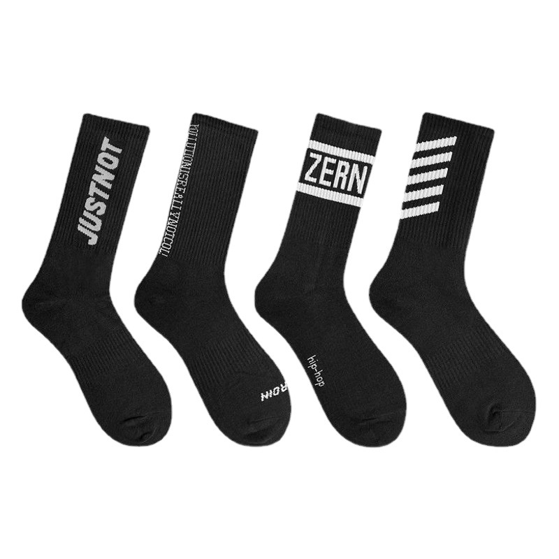 Calcetines de primavera y otoño para hombres calcetines de media pantorrilla medias desodorantes transpirables casuales versátiles letras de moda estudiante baloncesto calcetines deportivos