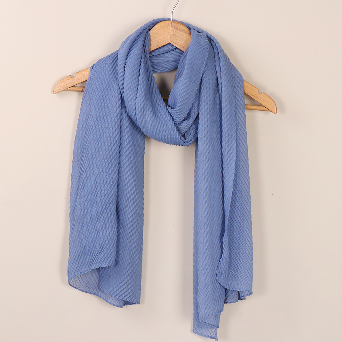 Women's Scarves wrinkled fashion plain wrinkled wrap headscarf solid color voile long shawl_voghion.com