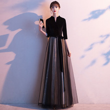 晚礼服女2025新款气质黑色长款宴会年会连衣裙简约时尚修身显瘦款