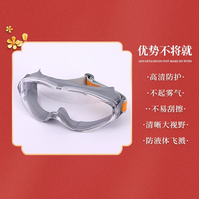 厂家批发双色高清防雾防冲击防飞溅护目镜可佩戴近视眼镜|undefined