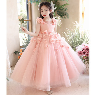Children's Dress Princess Dress 2025 New Flower Girl Pink Flower Girl Host Piano Performance Clothing Manufacturer