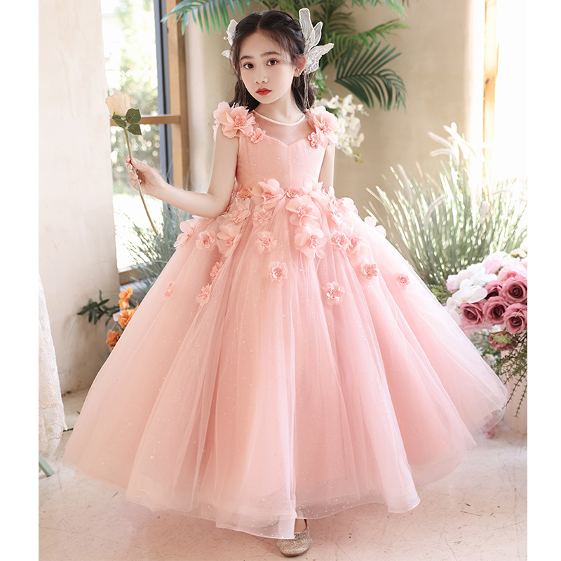 2025 nuevo vestido de princesa de niña flor rosa anfitrión de niños fabricante de ropa de piano