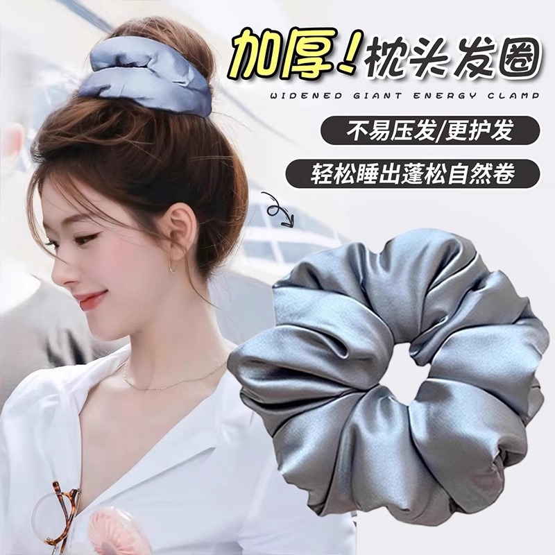 Satilla de seda más algodón relleno de terciopelo intestino grueso lazo para el cabello almohada para dormir