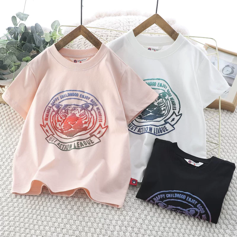 Summer children's cotton body-friendly T-shirt, with short sleeve, for teenagers