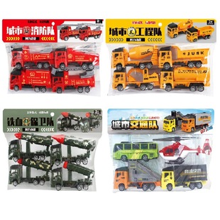Children Boys Kindergarten Pull Back Engineering Fire Toy Car Student Prize Gifts Gifts Street Stall Toys Wholesale