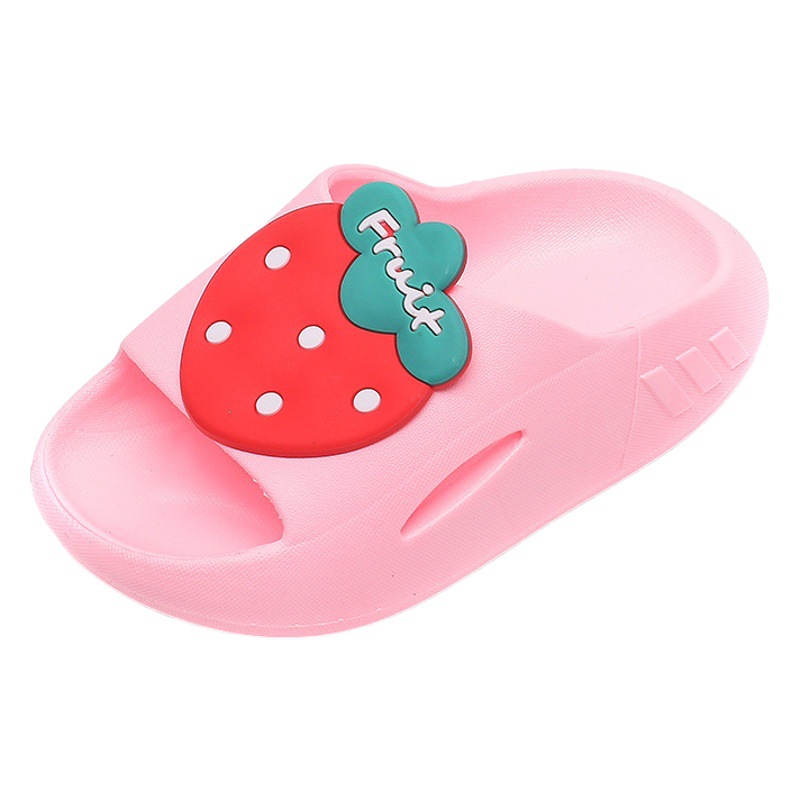 Children's Sandals and Slippers Female Cartoon Strawberry Princess Home Cute Breathable Bathroom Small and Medium-sized Children's Baby Summer Soft Bottom Boys