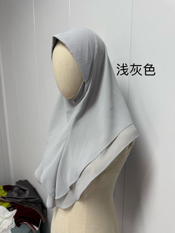 新款双层雪纺头巾燕尾款女士纱巾单色民族盖头百搭绕巾长巾W009|undefined