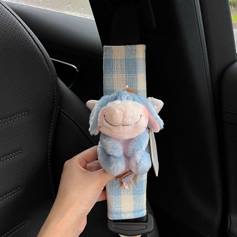 Creative Genuine Eeyore Piglet Car Insurance Cover Decoration Pair of Dolls Car Shoulder Pads Seat Belt Gift