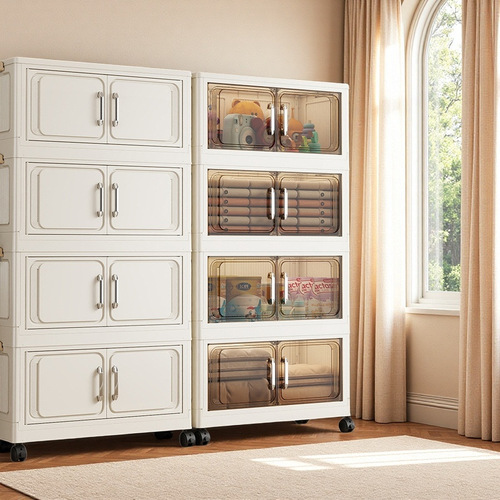 45cm storage cabinet open-door transparent locker sundries toys organizing cabinet with pulleys transparent cabinet