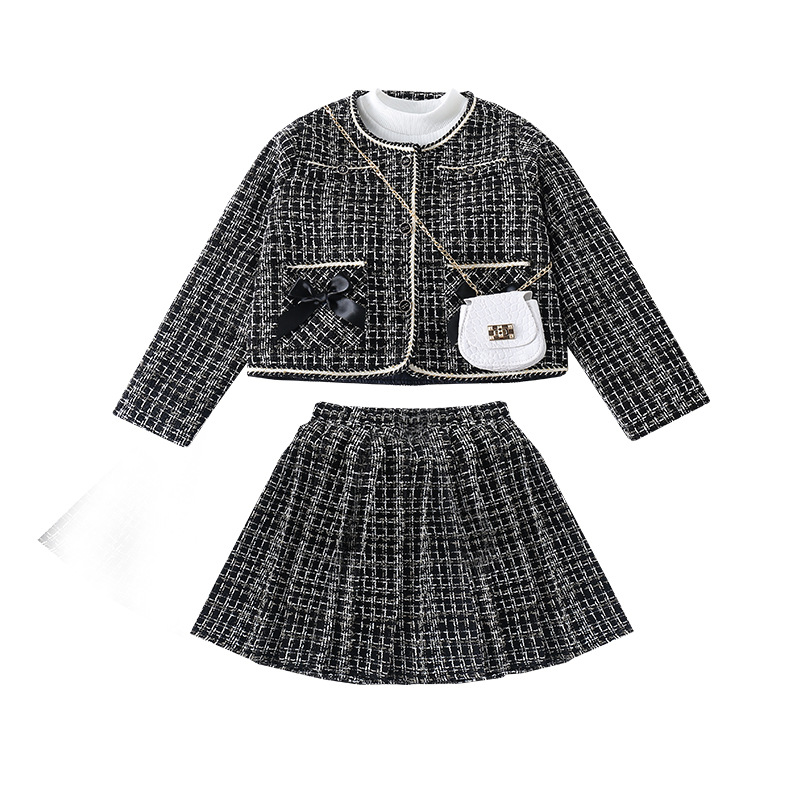 Set Dress 2023 Autumn New Children's Fashionable Middle and Big Girls' Net Red Small Fragrance_voghion.com