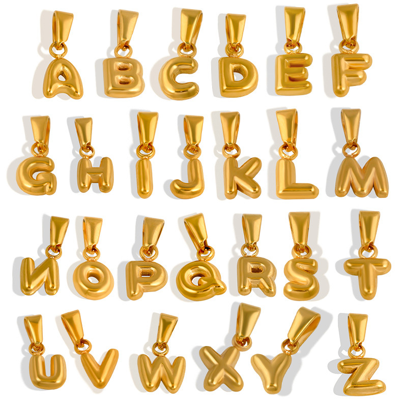 Cross-border DIY mini bubble 26 English letter pendant stainless steel plated 18K gold necklace accessories wholesale