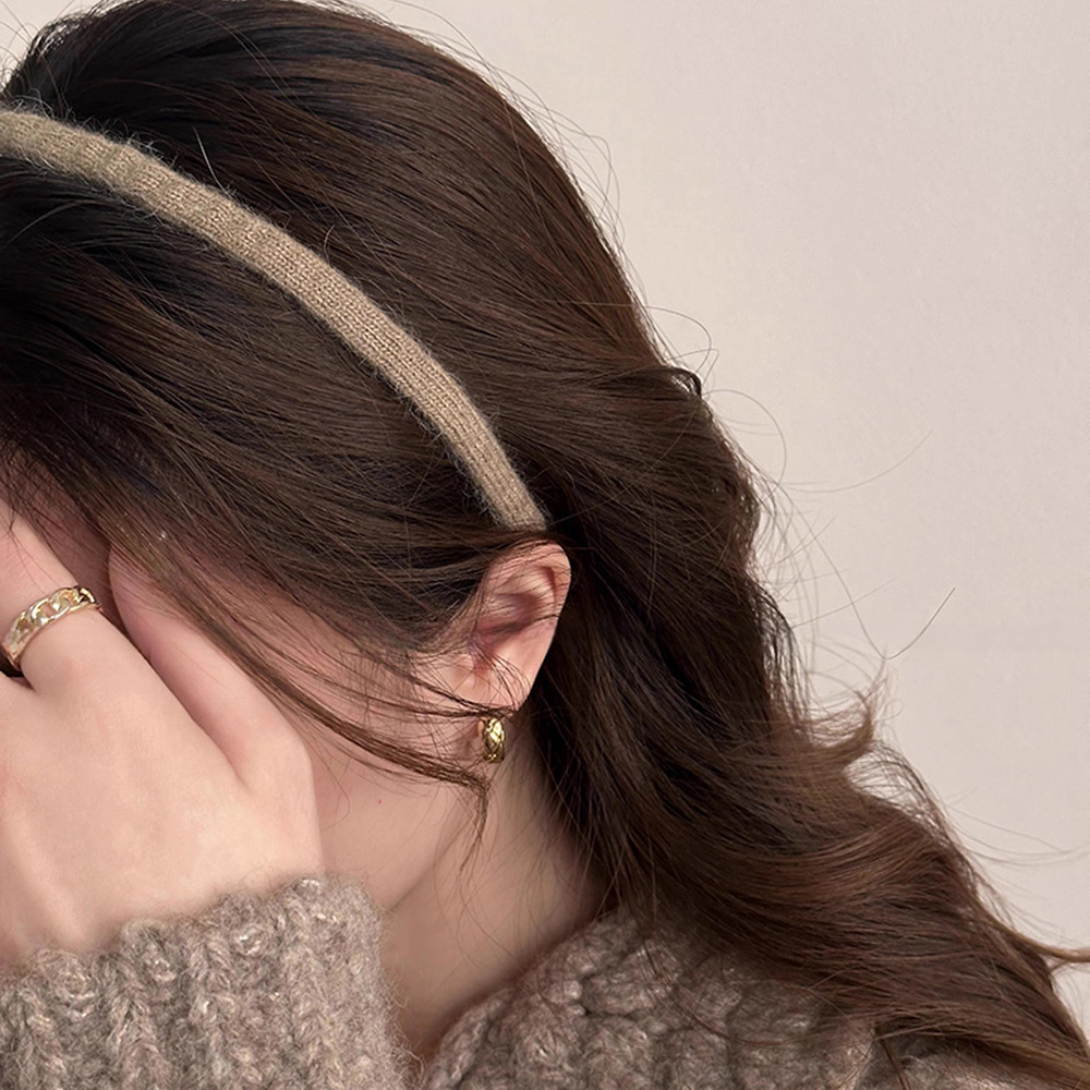 Bandă de păr vintage tricotată din lână, cu aspect fin, încrețită, pentru femei, 2023, nouă toamnă-iarnă, bandă de spălare cu presiune, accesorii versatile pentru ieșiri în oraș_voghion.com