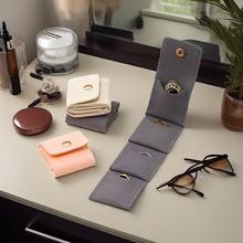 现货迷你分格便携首饰盒简约旅行高级感首饰包戒指耳钉珠宝收纳袋