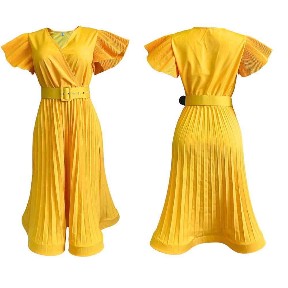 أزياء المرأة مثير Vneck تحلق الأكمام مطوي Dresspicture6