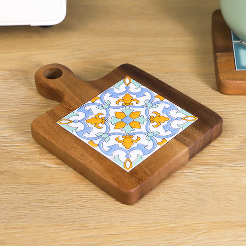Acacia wood tile pot mats, wooden anti-scalding plate mats, solid wood dining table insulation mats, dining table mats, acacia wood mats
