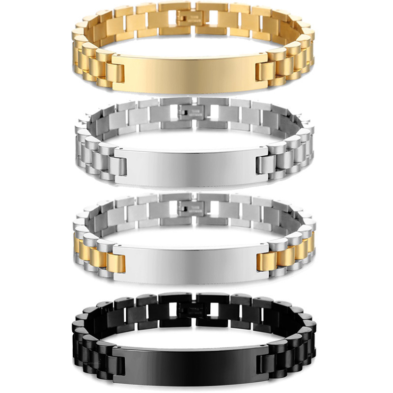 Titanium steel men's bracelet fashion jewelry name lettering strap men and women stainless steel curved brand bracelet cross-border jewelry
