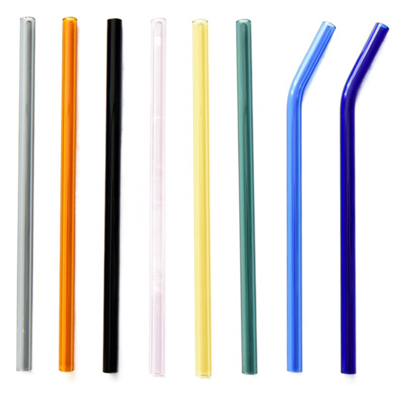 Directo de fábrica de paja de vidrio de color transparente paja resistente a altas temperaturas creativo leche té bebida paja de vidrio