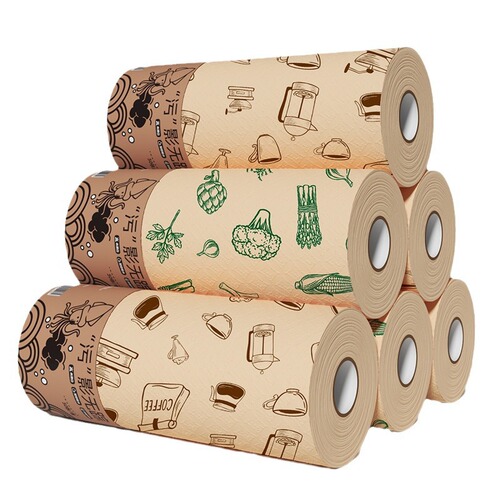 Kitchen disposable original color wood pulp rag no shedding, oil-proof, easy to clean, dry and wet two-use natural color lazy person's rag