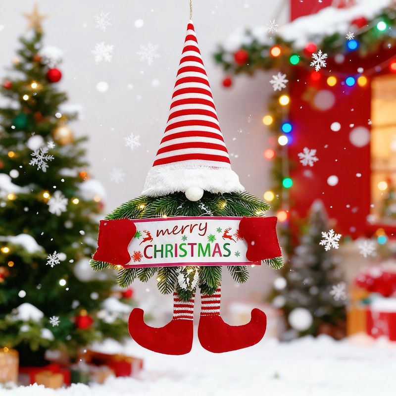 クリスマス装飾用品 クリスマスガーランド クリスマスペンダント 短足赤と白のストリップ サンタクロースガーランド ウォールドアハンギング|undefined
