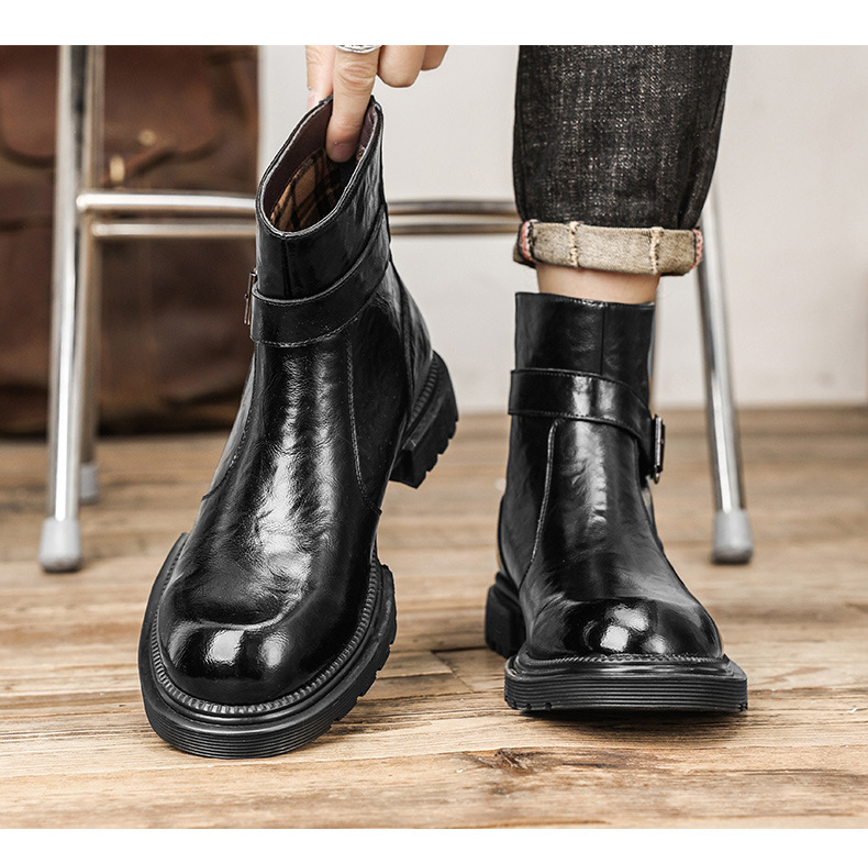 Casual heavy-soled work boots Autumn and winter fashion high-top leather boots retro all round head_voghion.com