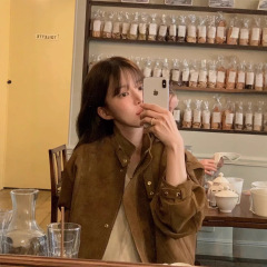 现货 韩国东大门obj*t立领皮衣韩系女装简约高级百搭短外套夹克女