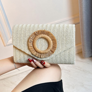 25 Years New Cross-border Evening Bag Straw Woven Bag Holiday Style Woven Bag Envelope Bag Women's Dress Seaside Beach Superior