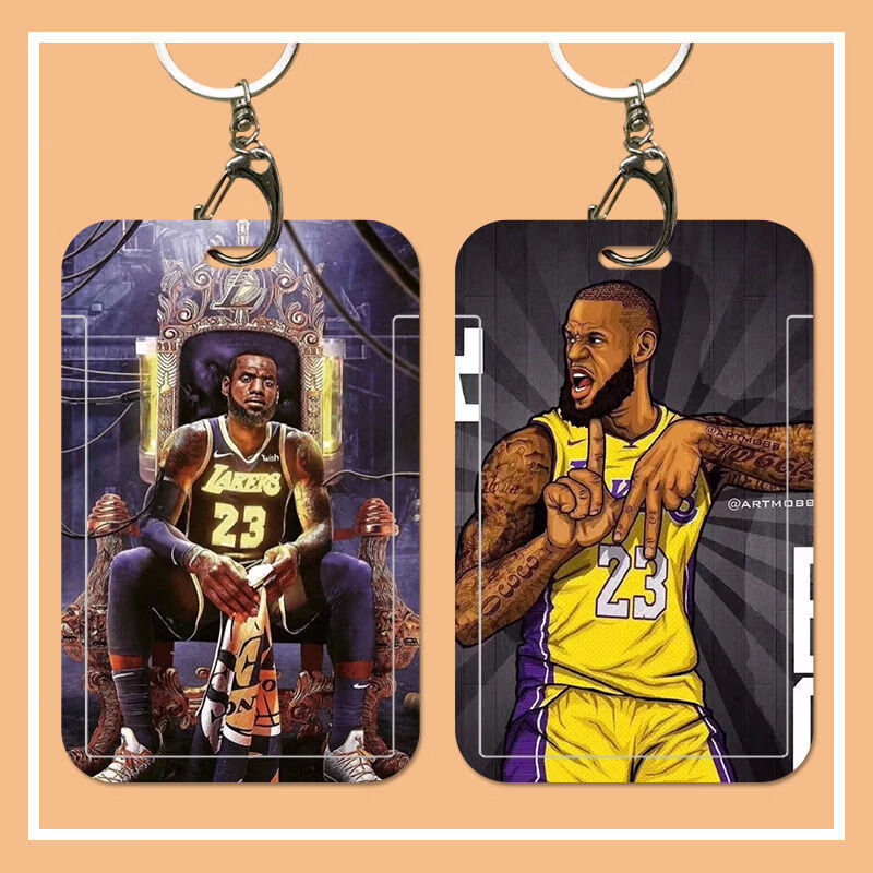 Nba Star Lebron James Card Holder Student Campus Card Meal Card Bus Card Protective Cover Hard Shell with Lanyard