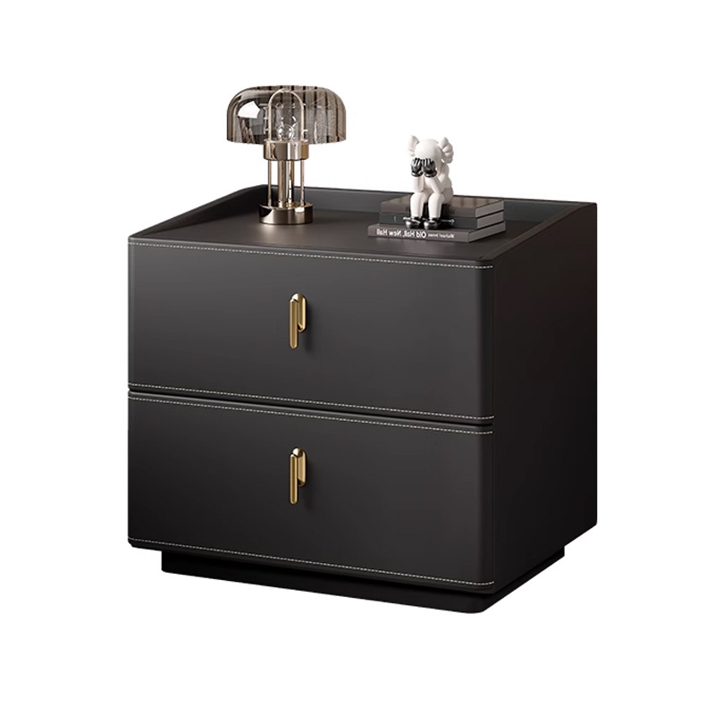 Mesa de cabezal de cama de madera maciza silla de cuero minimalista italiana dormitorio doméstico almacenamiento al lado de la cama pequeño armario de almacenamiento moderno y simple