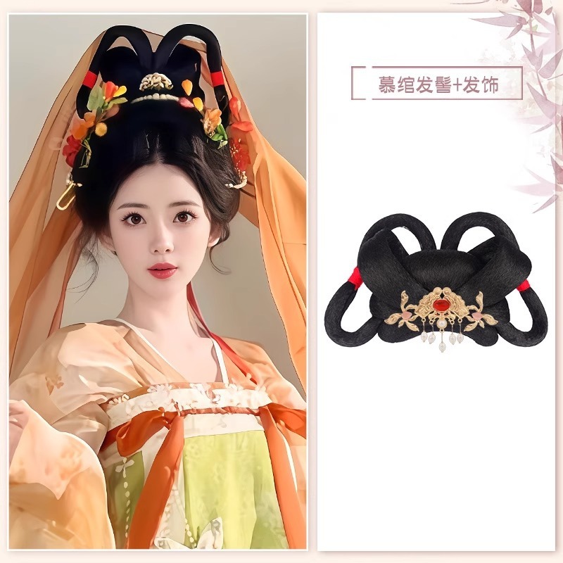 古风假发包汉服假发头饰发髻盘发古装一体发饰女日常唐风发包垫发|undefined