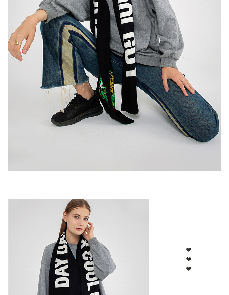 INS Personalisierter Fan-Schal für Herren und Damen Herbst und Winter Neuer gestrickter Buchstaben-Jacquard-Imitat-Kaschmir-Langer Schal_voghion.com