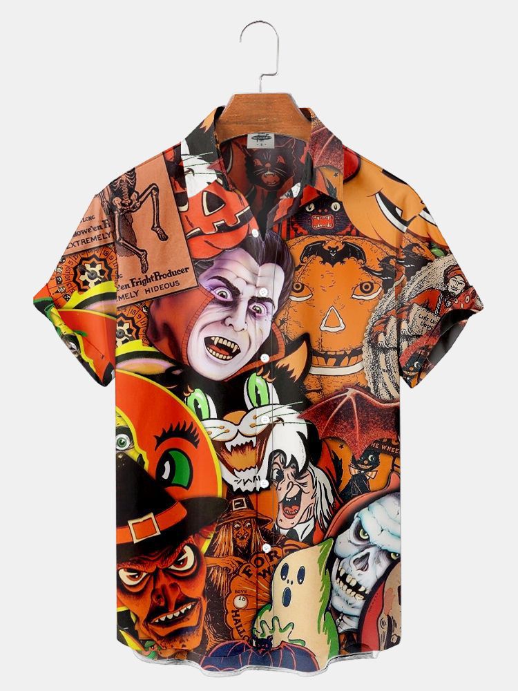 Serie Camisas estampadas Fabricantes de Halloween para hombres Hawaii Halloween Source Station Camisas digitales para hombres transfronterizos 3D