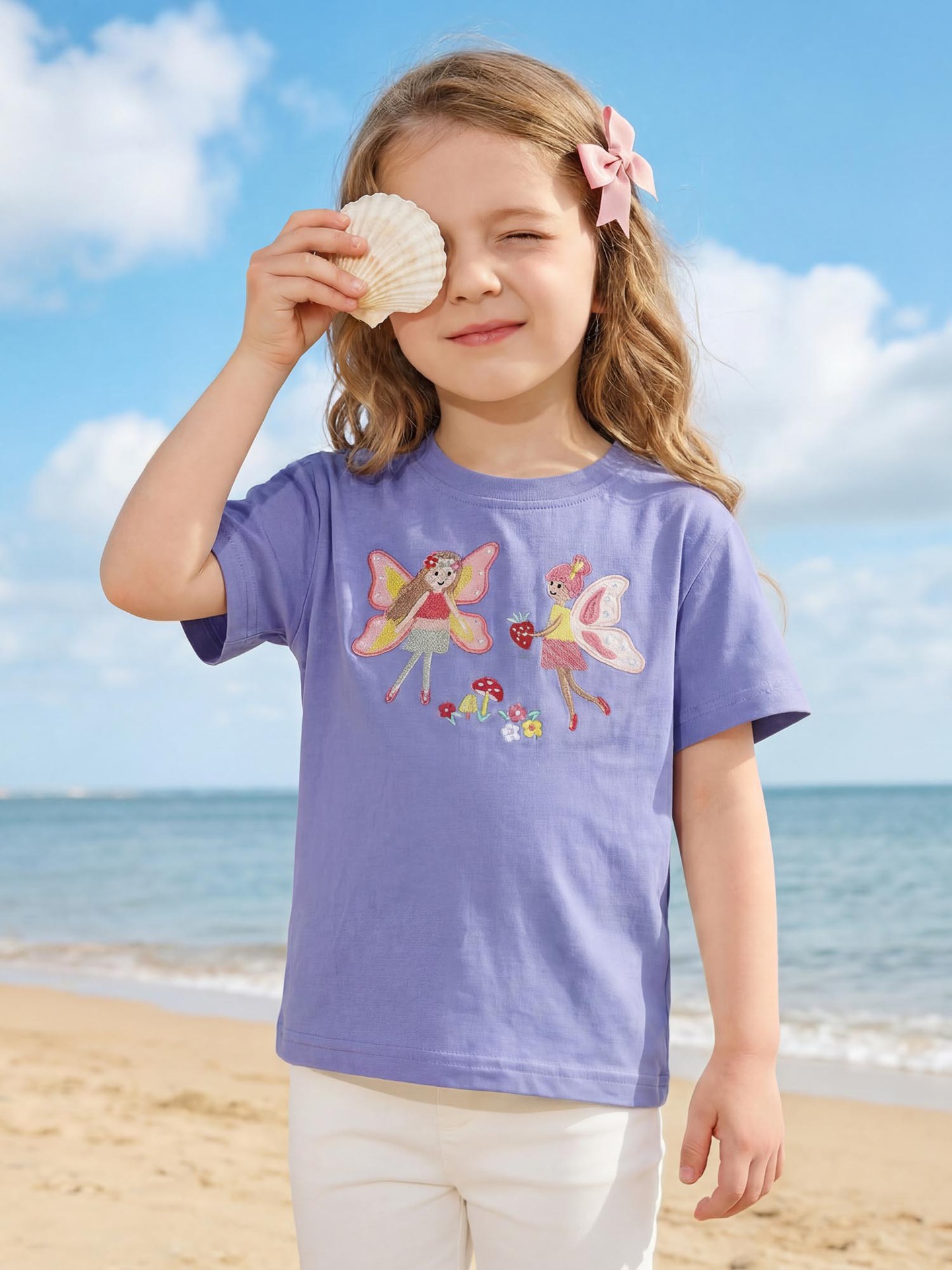 Summer children's sports knitted T-shirt with a round collar