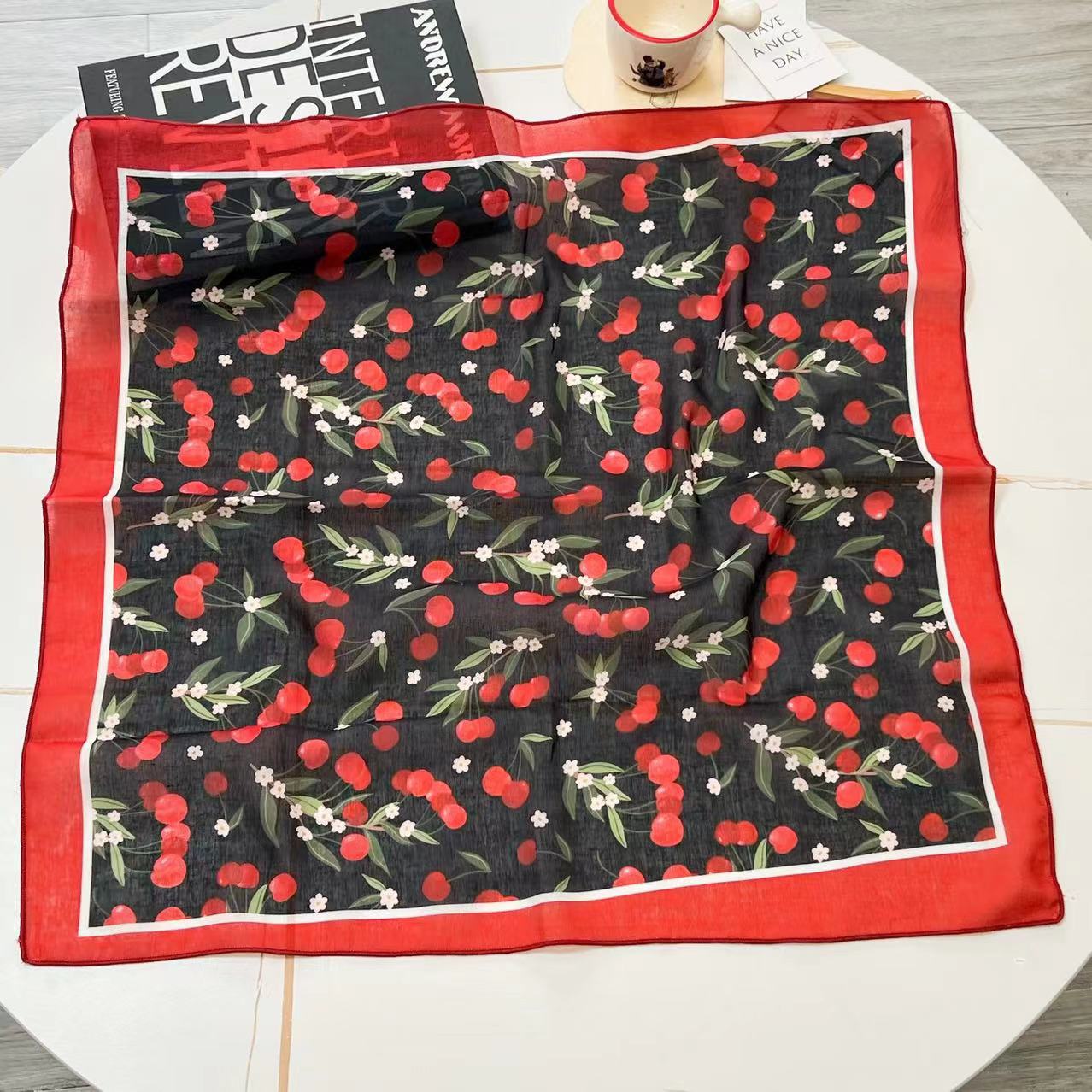 60g Weight Kerchief Classification Daily Occasion cotton and linen Material Flower Pattern Summer Season Women's Gender IG Style Style Women's IG Style Flower Cotton And Linen Kerchief 115