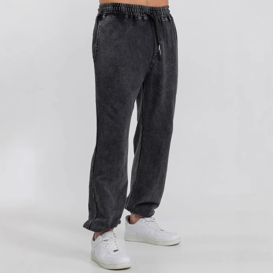 2025 nuevos pantalones lavados anticuados transfronterizos, pantalones con logo de marca de moda, pantalones casuales retro con patas para hombres y mujeres