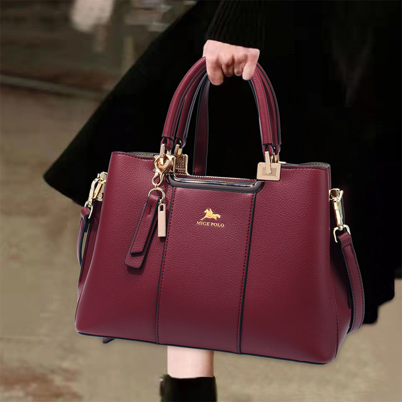 Women's Shoulder Bag Large Capacity Handbag Crossbody Bag Mother's Bag Banquet Bag Genuine Leather Fashion Tote Business Trendy - Thumbnail 2