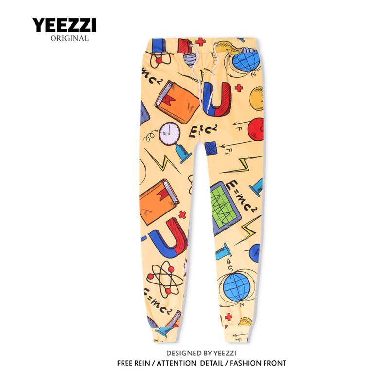 American High Street Trousers Casual Jogging Printed Trousers Fashionable Loose Yellow Sports Pants Cute Cartoon