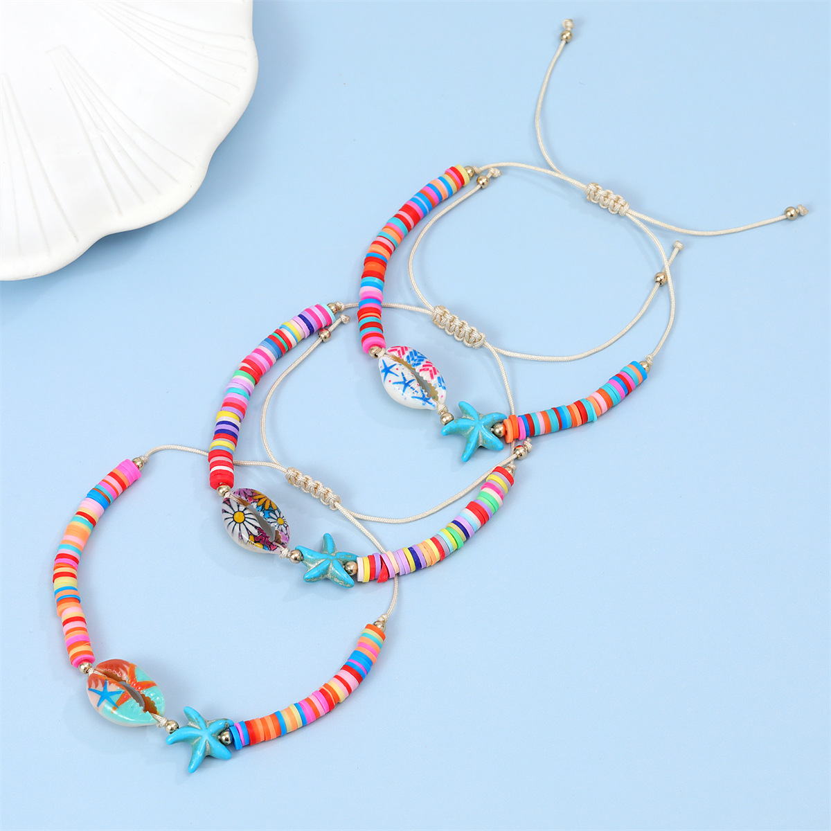 Starfish, Shell Pattern Bohemian Beach Starfish Shell Shell Cord In Chain Beaded Bracelets Wholesale