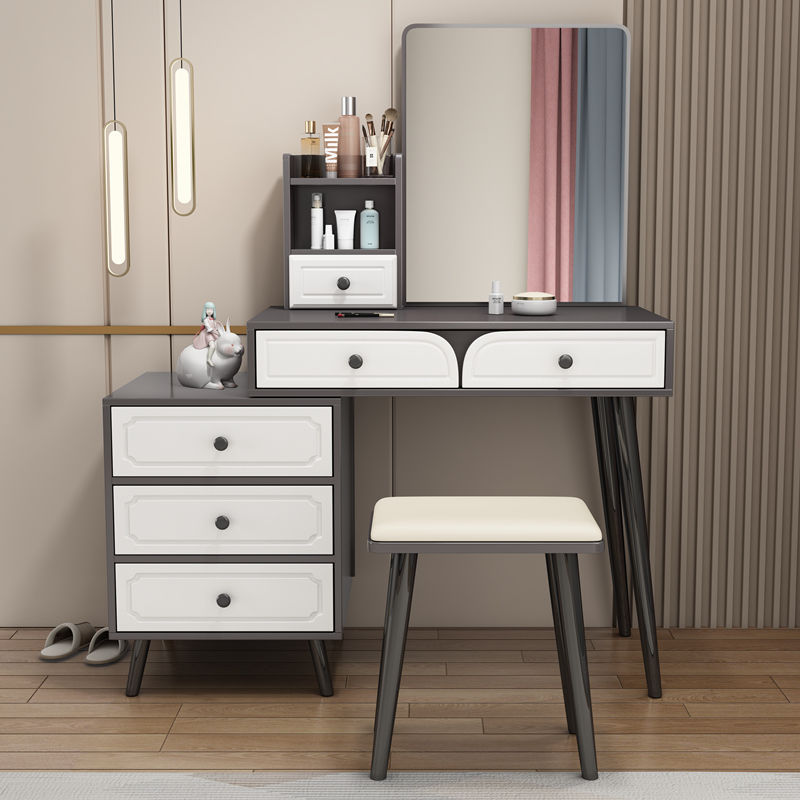Nórdico blanco red red comedor dormitorio pequeño armario tabla plegable espejo escondido inteligente simple lámpara LED