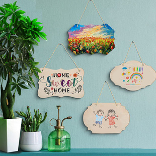 DIY Wooden Hanging Sign Handwritten Blank Door Sign Business Outing Pastoral Wooden Decoration Door Hanging Sign Door Hanging Tag