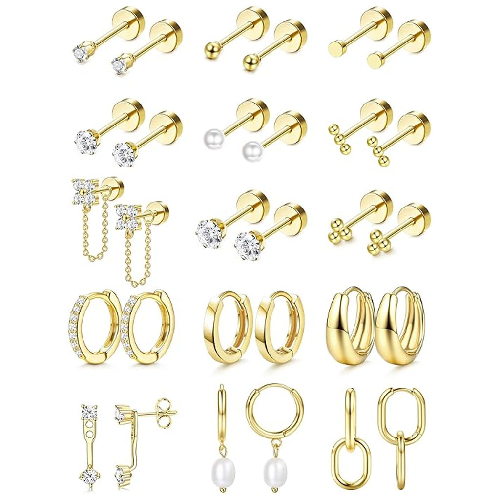 Amazon's Best-Selling Fashionable Stainless Steel Daily Temperament Matching Earrings Earrings Earrings Piercing Jewelry Set