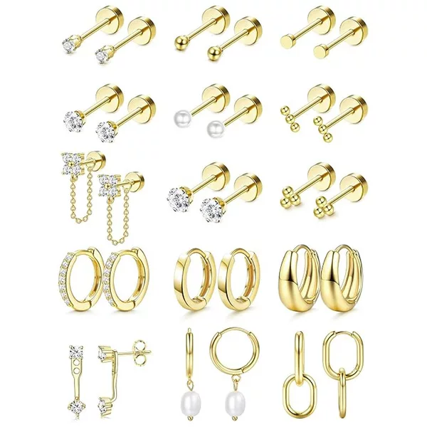 Amazon's Best-Selling Fashionable Stainless Steel Daily Temperament Matching Earrings Earrings Earrings Piercing Jewelry Set