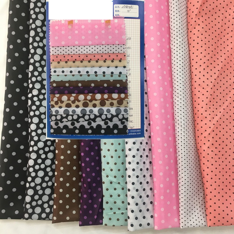 现货供应210T涤纶塔夫印花里布 圆点波点印花韩国里里布