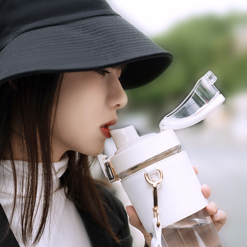 Light luxury Maidi double drinking cup, direct drinking straw, dual-purpose cup, strap, tumbler, ins internet celebrity water cup wholesale and delivery