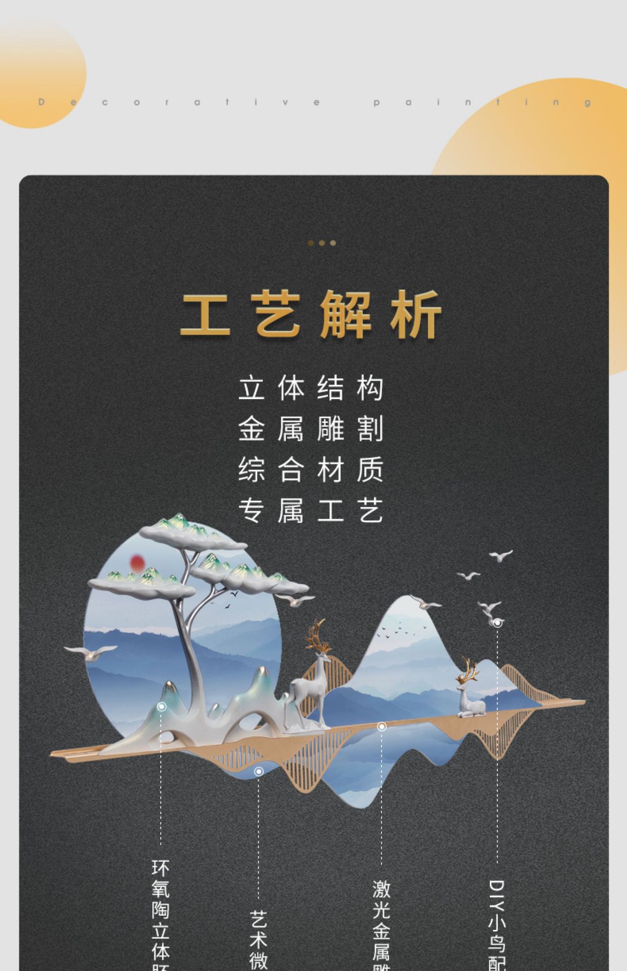 福雕家饰现代客厅装饰画中式山水沙发背景墙挂画餐厅LED灯光壁画详情4