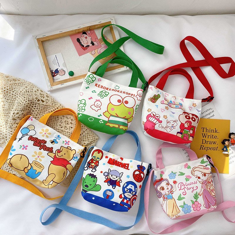 Bolsos para niños al por mayor Bolsos de hombro de moda coreana para niños Bolsos de mensajero para niños de lona de dibujos animados Bolsos de mano