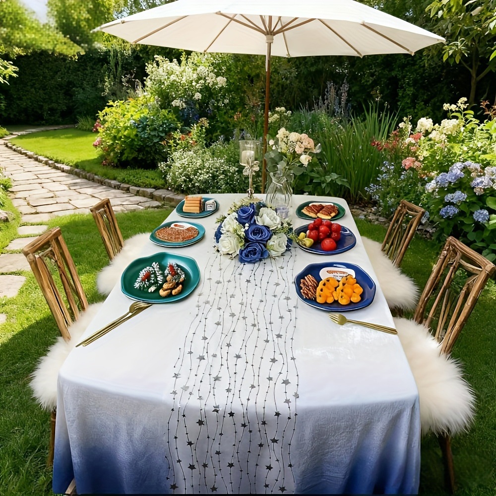 Amazon transfronterizo nueva bandera de mesa dorada rectangular poliéster boda cumpleaños boda decoración de mesa para el hogar